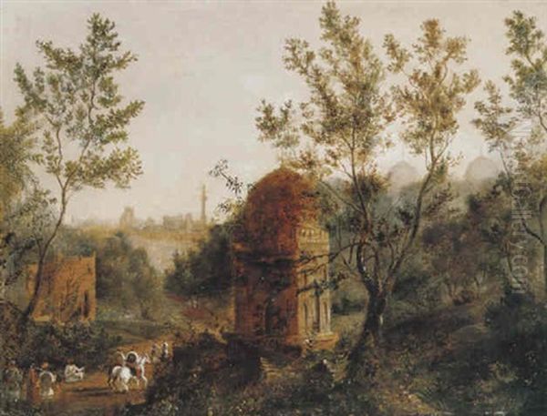 The Approach To Bidar From The Hyderabad Road Oil Painting by Robert Melville Grindlay