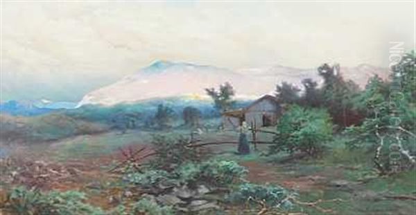 Landskab Med Udsigt Mod Bjerge Oil Painting by Otto Gripenswaerd