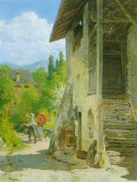 La Promenade A Dos D'ane Oil Painting by Francois Adolphe Grison