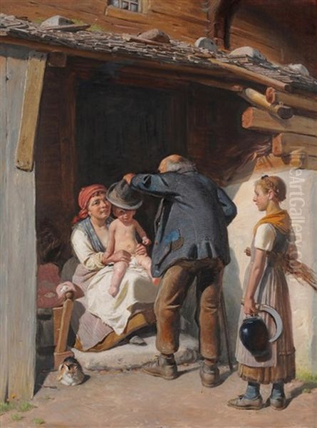 Grossvater Mit Seinen Enkeln Oil Painting by Conrad Grob