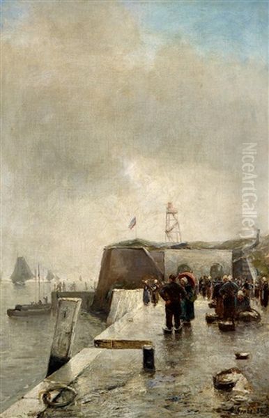 Fischmarkt Am Kai Oil Painting by German Grobe
