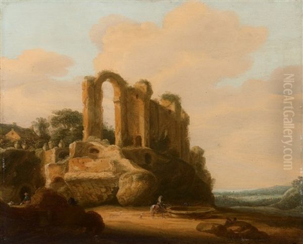Romische Landschaft Mit Castello Dell'aqua Giulia Oil Painting by Pieter Anthonisz van Groenewegen