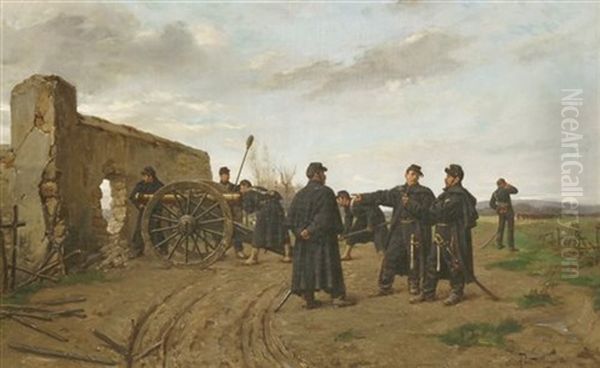 Preparing The Cannon Oil Painting by Paul Louis Narcisse Grolleron