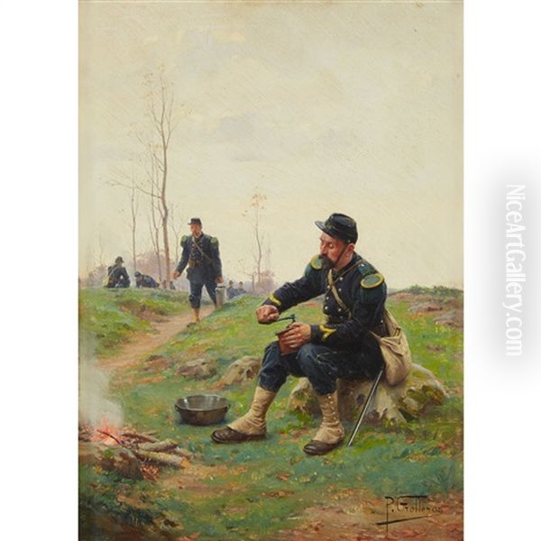 L'heure Du Cafe Oil Painting by Paul Louis Narcisse Grolleron