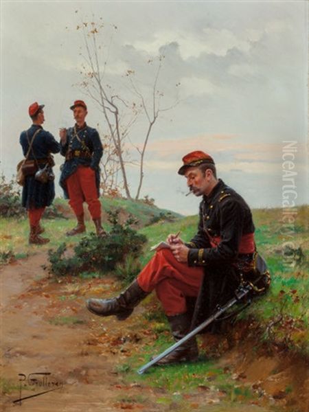 French Soldiers Oil Painting by Paul Louis Narcisse Grolleron