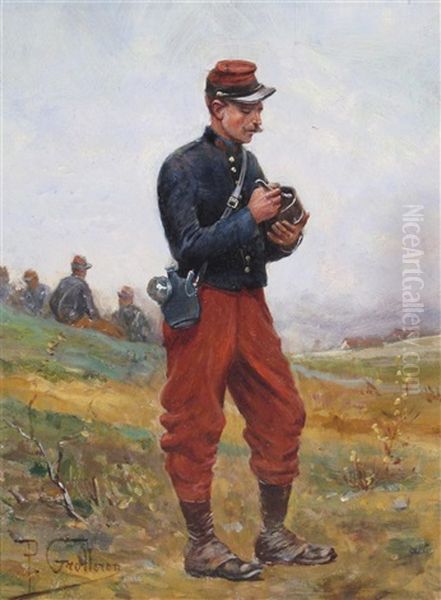 Studies Of French Soldiers (pair) Oil Painting by Paul Louis Narcisse Grolleron