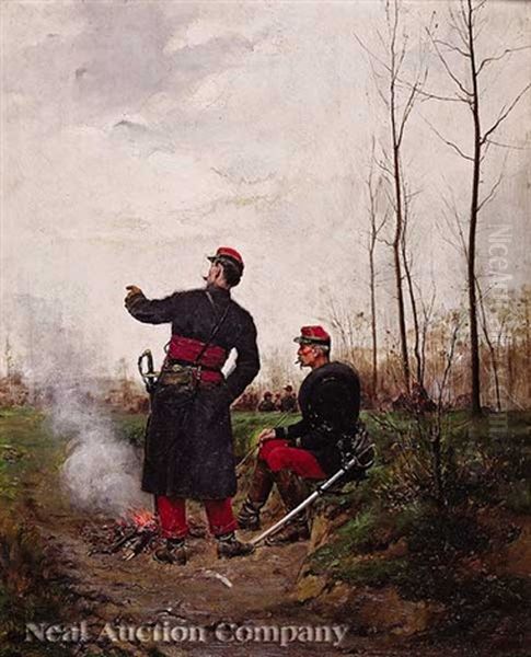 The Franco-prussian War; French Officers Planning The Attack Oil Painting by Paul Louis Narcisse Grolleron