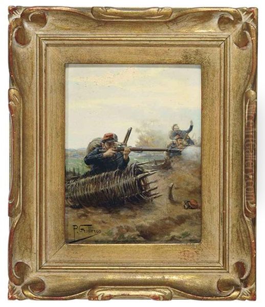 Soldiers At Battle Oil Painting by Paul Louis Narcisse Grolleron