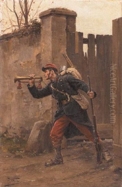 Bugle Call Oil Painting by Paul Louis Narcisse Grolleron