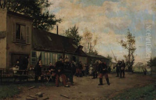 A Careful Toss Oil Painting by Paul Louis Narcisse Grolleron