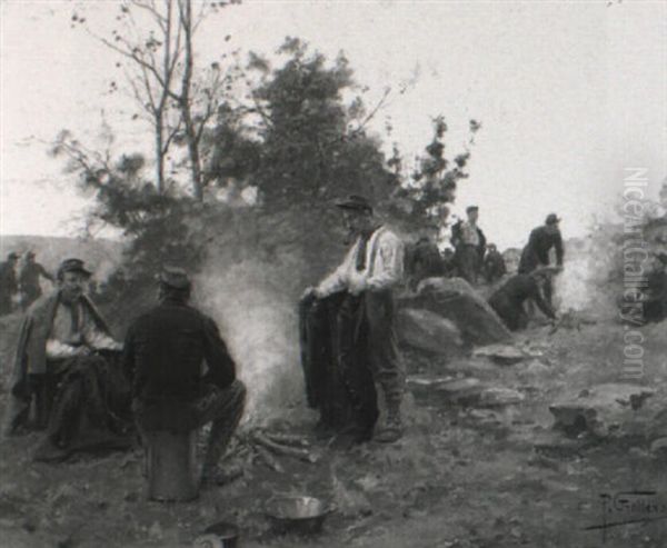 Soldiers' Encampment Oil Painting by Paul Louis Narcisse Grolleron