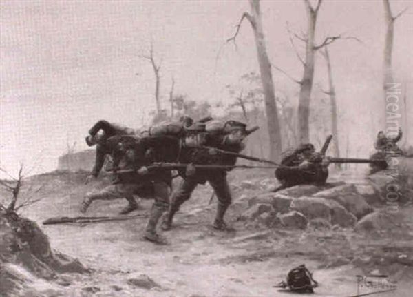 An Attack In The Franco-russian War Oil Painting by Paul Louis Narcisse Grolleron