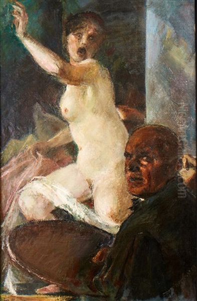 Maler Und Modell Oil Painting by Hermann Grom-Rottmayer