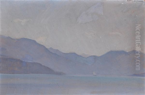 Attersee Oil Painting by Hermann Grom-Rottmayer