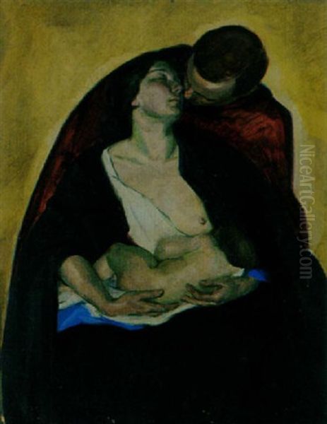 Familiengluck Oil Painting by Hermann Grom-Rottmayer