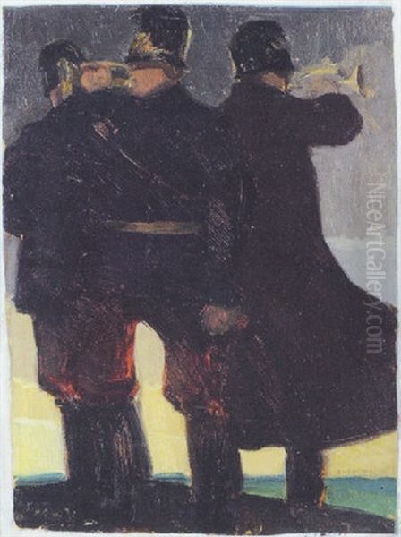 Zapfenstreich Oil Painting by Hermann Grom-Rottmayer