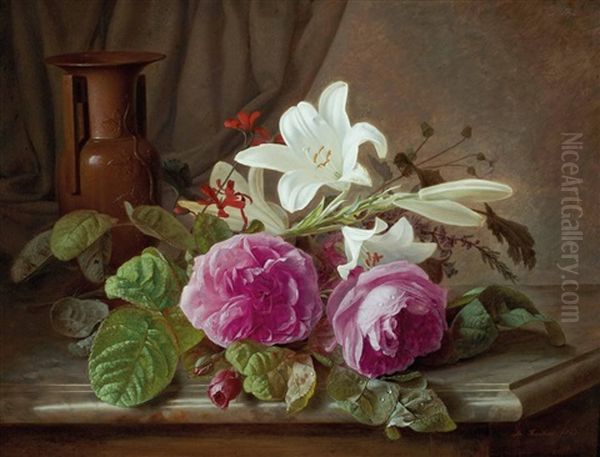 Blumenstuck Mit Antiker Vase Oil Painting by Theude Groenland