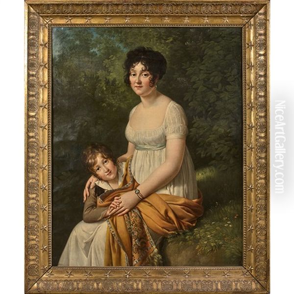 Portrait Presume De Madame Roux Et De Son Fils Oil Painting by Baron Jean-Baptiste Gros