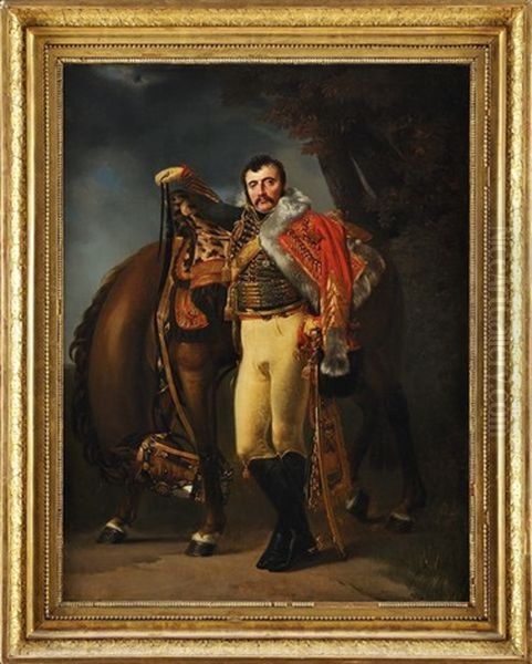 Portrait Du Comte Claude Etienne Guyot, Colonel Des Chasseurs A Cheval De La Garde Imperiale, Chambellan De L'empereur Napoleon Ier Oil Painting by Baron Jean-Baptiste Gros