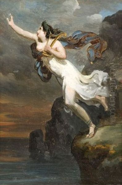 Sapho A Leucate (sketch) Oil Painting by Baron Jean-Baptiste Gros