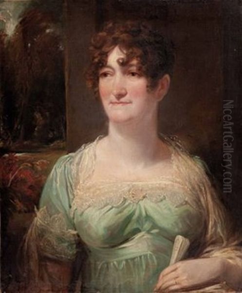 Portrait Einer Dame Des Directoire Mit Geschlossenem Facher Oil Painting by Baron Jean-Baptiste Gros