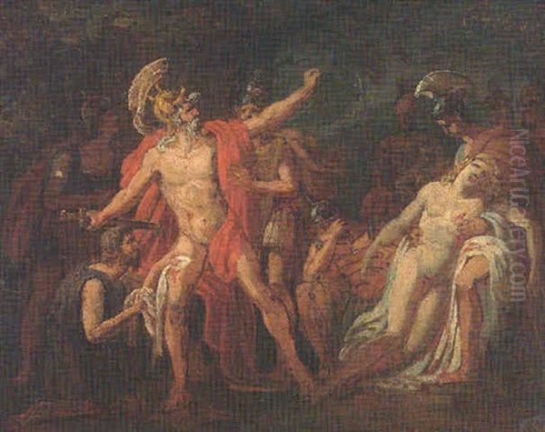 The Death Of Patroclus(?) Oil Painting by Baron Jean-Baptiste Gros