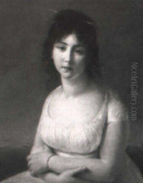 Portrait De Madame Poussielgue A 23 Ans Oil Painting by Baron Jean-Baptiste Gros