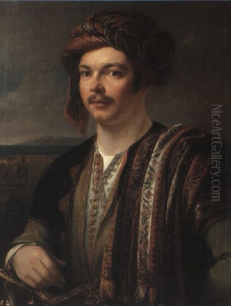 Portrait D'un Dignitaire En Costume Turc Oil Painting by Baron Jean-Baptiste Gros