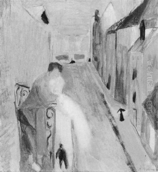 Strasse In Brugge Oil Painting by Rudolf Grossmann