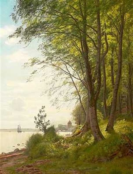 Parti Fra Kongebroskoven Ved Middelfart. Formiddag Oil Painting by Vilhelm Groth