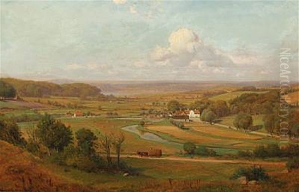 View Of Landscape Oil Painting by Nordahl (Peter Frederik N.) Grove