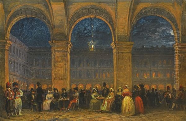 Venice, The Caffe Florian On Piazza San Marco Oil Painting by Carlo Grubacs