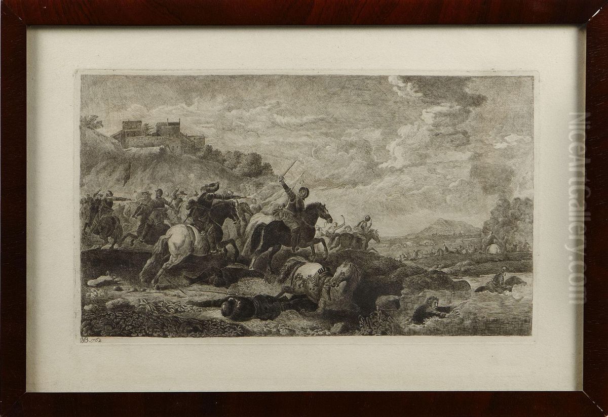 Stridsscen Oil Painting by William Baillie