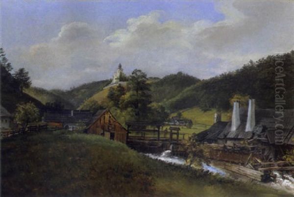 Motiv Aus Gutenstein, Niederosterreich Oil Painting by Franz Xaver Gruber