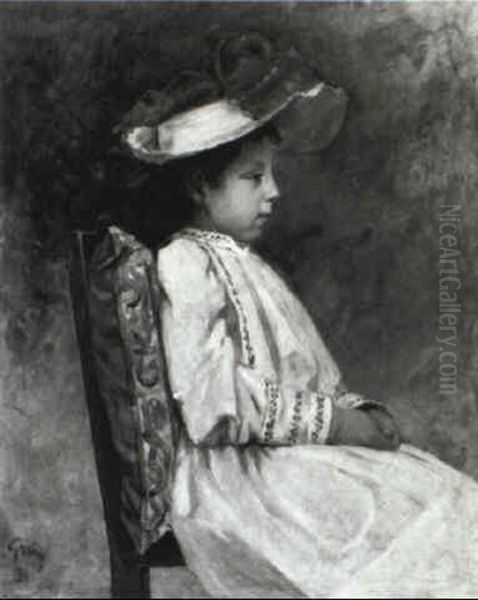 The New Hat Oil Painting by Jules Alexandre Gruen