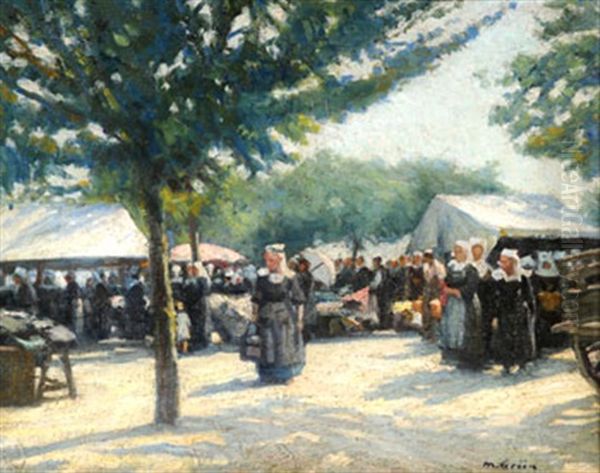 Marche A Concarneau Oil Painting by Maurice Grun