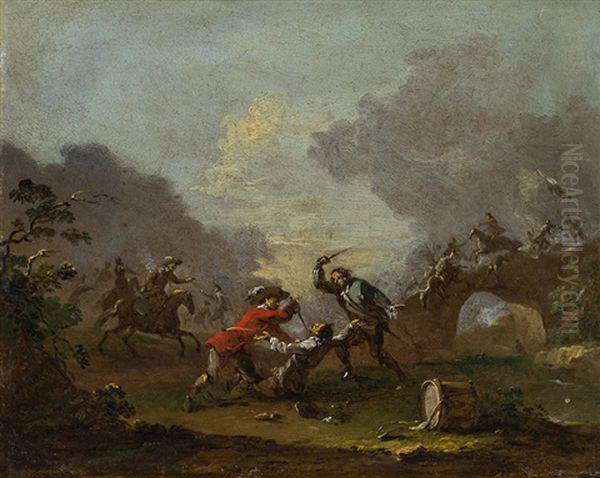 Schlachtenszene Oil Painting by Norbert Joseph Carl Grund
