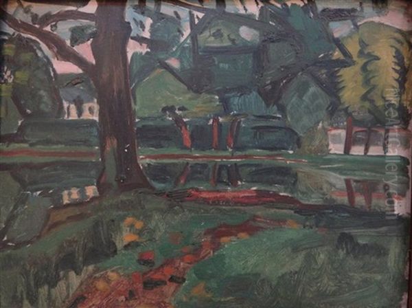 Lac De Croissy Au Vesinet Oil Painting by Nathan Grunsweigh