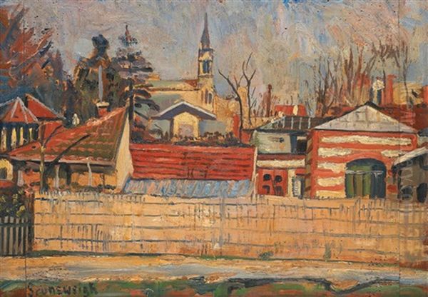 Village Oil Painting by Nathan Grunsweigh