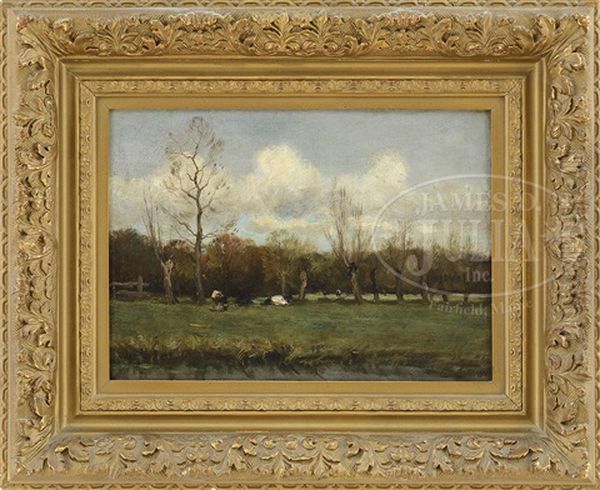 Dutch Pasture Oil Painting by Charles Paul Gruppe