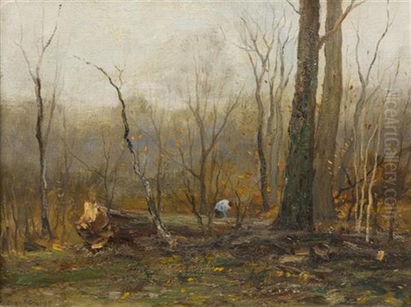 Cutting Wood Oil Painting by Charles Paul Gruppe