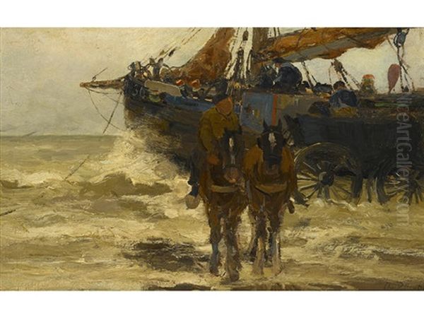 Dutch Fishermen Oil Painting by Charles Paul Gruppe