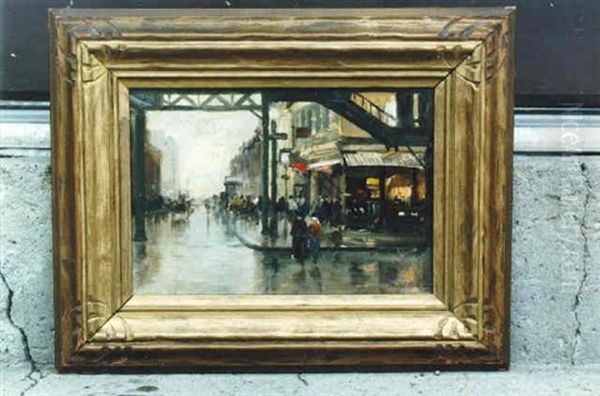 Nyc Street Oil Painting by Charles Paul Gruppe