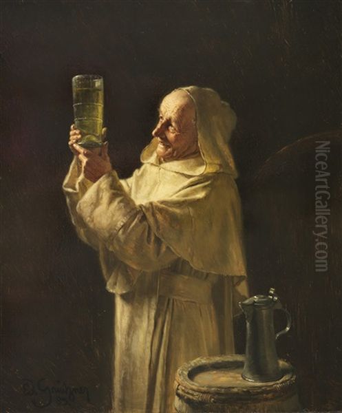 Kellermeister Mit Weiser Kutte Oil Painting by Eduard von Gruetzner