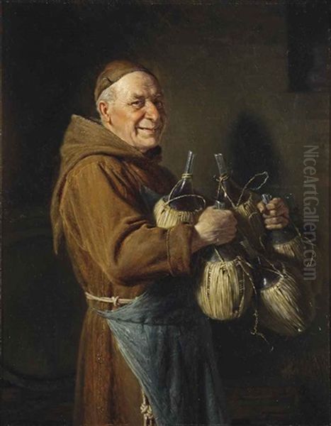 The Happy Monk Oil Painting by Eduard von Gruetzner