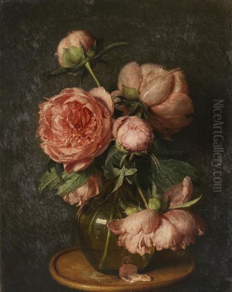 Sillleben Mit Pfingstrosen Oil Painting by Eduard von Gruetzner