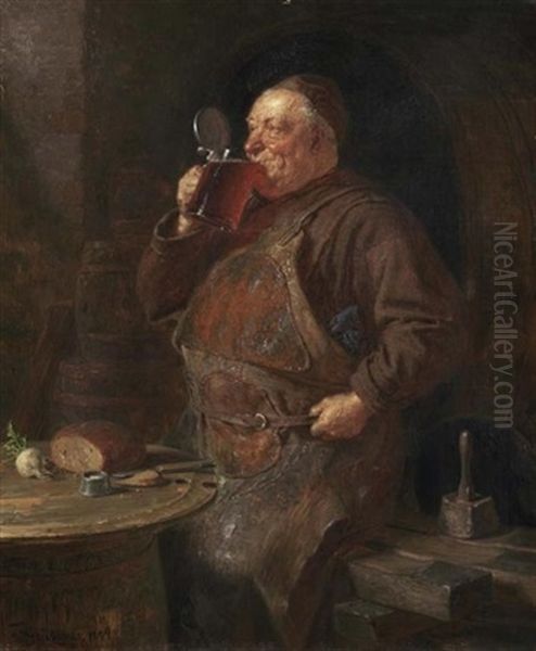 Brotzeit Oil Painting by Eduard von Gruetzner