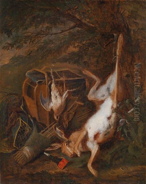 Ein Jagdstillleben Mit Erlegtem Hasen Und Federwild Oil Painting by Adriaen de Gryef