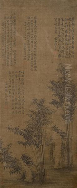 Ink Bamboo Oil Painting by Guan Daosheng