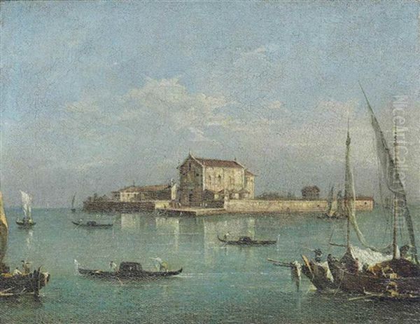 The Island Of San Cristoforo, Near Murano, Venice Oil Painting by Giacomo Guardi
